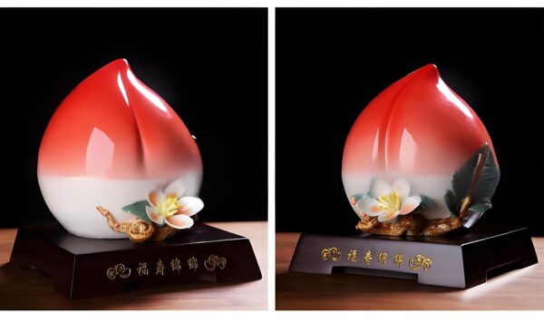 【Elemony Health Guardian】Longevity Ceramic Peach: A Symbol of Health & Joy-Health Decor - Image 4